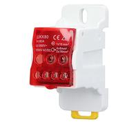 Bornes de Distribución para Carril DIN, Caja de Conexión 690V 80A en PA66 y Latón - Aislamiento Térmico, Instalación Rápida, Ideal para Aparatos Eléctricos Domésticos (Día)