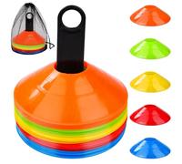 BOROCO Juego de 50 conos de disco de fútbol, conos, para entrenamiento de fútbol, agilidad, espacio para deportes, soporte de cono, juego de práctica (5 colores)