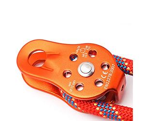 BOROCO Polea de Escalada 26 KN Bloque de Polea de Cuerdas de Aluminio Mini Rescate Simple Poleas para Cuerdas para TransporteDe Escalada Cuerda Cables de 12mm (Naranja)