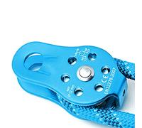 BOROCO Polea de Escalada en Roca, polea de Escalada 26KN aleación de Aluminio de Alta Resistencia Bloque de polea de Cuerda giratoria única para Escalada de Cuerda de 12mm(Azul)