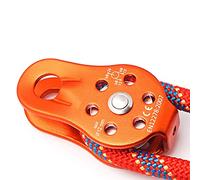 BOROCO Polea de Escalada en Roca, polea de Escalada 26KN aleación de Aluminio de Alta Resistencia Bloque de polea de Cuerda giratoria única para Escalada de Cuerda de 12mm(Naranja)