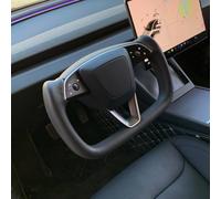 BOROCO Tesla Yoke Volante de Carreras, Volante Modificado Con Función Calefacción, Cuero Negro Personalizado Volante Modificado Para TesIa Model 3 y Model Y