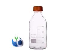 Borosilicate Glass Round Media Storage Bottle with GL45 Screw 3-Hole Mobile Phase Cap - 100ml to 20000ml Capacity(3000ml)