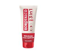 Borotalco, Champú de ducha para hombre, 3 en 1, cuerpo, pelo y barba, aroma ámbar, cuerpo, cabello y barba limpios, suave y perfumado, dermatológicamente probado, 200 ml