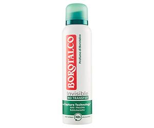 Borotalco Desodorante en aerosol invisible para hombre, fórmula sin alcohol con talco protector, antimanchas y perfume almizclado, efectivo durante 72 horas, 1 pieza de 150 ml