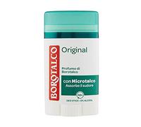 Borotalco Desodorante en barra original, 48 horas de eficacia, fórmula con Active Crystal Talc para triple protección contra el sudor, 0% alcohol, desodorante para hombre y mujer, 6 x 40 ml