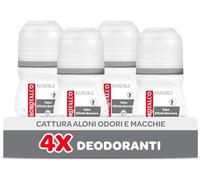 Borotalco, Desodorante invisible roll-on gris con efecto talco, no atrapa y transmite manchas, 48 horas de eficacia, sin alcohol, fragancia clásica, 4 unidades de 50 ml, exclusivo de Amazon