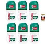 Borotalco desodorantes roll-on original, en el seco original, fórmula sin alcohol con talco absoluto, absorbe el sudor, el aroma Borotalco, 72h de eficacia, 6x 50 ml + italian Gourmet polpa 400 g