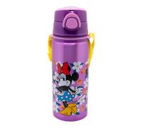 Stor Botella de Agua Aluminio Infantil Minnie Mouse 730ml con Pajita, Asa y Correa - Tapón Antigoteo Reutilizable para Niños Colegio Deporte