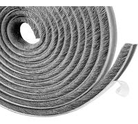 Borrador de puerta para puerta, 10 m de largo x 9 mm de ancho x 9 mm de ancho x 9 mm de largo, tira de sello de cepillo autoadhesivo para puertas corredizas, ventana, color gris