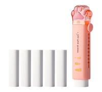 Borrador deslizante de gatito con 5 recambios, goma retráctil, fácil de borrar para escribir, dibujar, proyectos de arte, borrador Push Pull