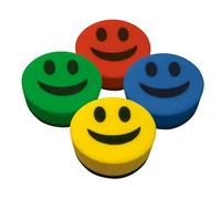 Borrador liderpapel pizarra blanca redondo 5 cm diametro magnetico cara smiley colores surtidos - RD01