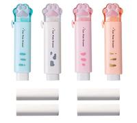 Borradores con forma de pata de gato, 4 gomas de borrar retráctiles con 4 gomas de borrar Papermate, gomas de borrar estéticas de goma para estudiantes, suministros escolares en el hogar