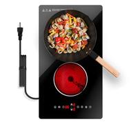 Borrallio Placa Vitrocerámica 2 Fuegos, 3000W Cocina Eléctrica Doble con Control Táctil, 9 Niveles, Temporizador, Bloqueo Infantil, Compatible con Todo Tipo de Ollas, Encastrable y Sobremesa, 220V
