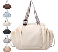 Borsa da viaggio multifunzionale e capiente per donna, utilizzabile come borsa a tracolla e a spalla, grande capienza (Beige)