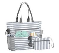 Borsa Spiaggia Borsa Spiaggia Donna Con Portamonete | Borsa Pieghabile Cerniera Per Viaggi Spiaggia Quotidiana Palestra Pendolarismo, Women's Beach Bag With Zip - Large Folding Canvas Beach Bag, Rayas