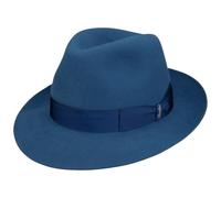 Borsalino Sombrero Alessandria Superior Hombre - Made in Italy Fedora de con Forro, Banda Grosgrain Otoño Verano Primavera Invierno Verano/Invierno - 61 cm Azul-Melange