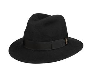 Borsalino Sombrero de Lana Piemonte Traveller Mujer/Hombre - Made in Italy Fieltro con Banda grosgain, Grosgrain Invierno otoño/Invierno - 56 cm Negro