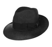 Borsalino Sombrero de Paja Big Brim Fedora Hombre - Made in Italy Verano para el jardín Playa con Banda Grosgrain Primavera/Verano - 59 cm Negro-Negro