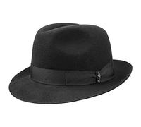 Borsalino Sombrero Fieltro Pelo Georgio Mujer/Hombre - Film Fedora de Hombre con Banda Grosgrain Verano/Invierno - 61 cm Negro