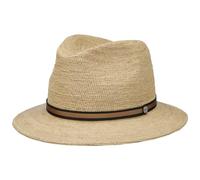 Borsalino Sombrero Plegable de Paja Crochet Mujer/Hombre - Made in Italy Sol Verano Playa con Banda Grosgrain Primavera/Verano - 61 cm Natural-marrón
