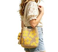 Borse All'Uncinetto Da Donna | Boho All'Uncinetto Con Fiori Fatta A Mano - Borsa Intrecciata Da Donna | Per Nuoto Barca Canottaggio Crociera Vacanza Viaggio Palestra Pranzo Doccia Bagnato Mol