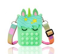 Borso Pop Push It, Bolso Popit Fidget Toy, 2 en 1 Bolsa de Mensajero de Mano, Antiestres Pop It Bolso para Niñas Muchacha Adultos (Verde Claro Unicorn)