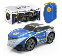 BORSTOYPRO Coche de Policía Teledirigido para Niños con Múltiples Funciones de Voz, RC Coche de Policía para los niños con el Cambio de Voz, Luces Intermitentes, Sonidos de Sirena RC Car Regalo