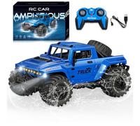 BORSTOYPRO Coche Teledirigido, Anfibio Coches RC 1:16 Juguetes de camión Monstruo Impermeables RC con Mochila, vehículo de Acrobacias Todo Terreno con rotación de 360° con luz LED para niños