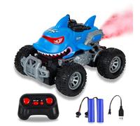 BORSTOYPRO Coche Teledirigido para Niños, Teledirigido Monster Truck Tiburón para Niñas, RC Monstertruck Coches con Spray de Luz LED, Regalo de Juguete para Niños