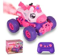 BORSTOYPRO Unicorn Coche Teledirigido para Niños, Unicornio Teledirigido Monster Truck para Niñas, RC Monstertruck Coches con Spray de Luz LED, Regalo de Juguete para Niños