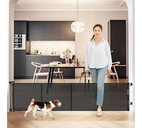 Borthmiu Puerta retráctil para perros de 61 cm de alto x 190 cm extra ancha para el hogar, puerta corta para perros para escalar, puerta para cachorros de malla reforzada para puertas, puerta para