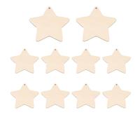 Bortivier 10 X Formas de Estrella de Madera, Etiquetas Artesanales de Madera con Agujero (10 Cm)
