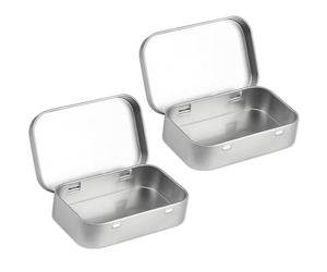 Bortivier 2 Piezas Caja de Almacenamiento PequeñA con Tapa Cajas de Hojalata PequeñAs Rectangulares Caja de Metal con Tapa Caja de Hojalata PequeñA para Almacenamiento en el Hogar Plata