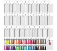 Bortivier 200 Piezas de SublimacióN Juego de Espacios en RectáNgulo de Transferencia de Borlas con Llaveros para DIY