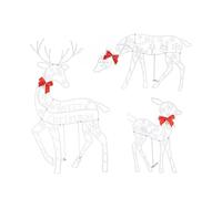 Bortivier 3 Piezas de Hierro Hecho A Mano ArtElk Ciervos Decoración de Jardín de Navidad y Luz LED Brillante Brillo de Navidad Hogar Al Aire Libre Patio Decoración