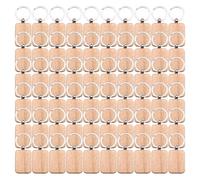 Bortivier 60 Piezas en RectáNgulo Redondeado de Madera DIY de Madera Etiqueta de la Llave Se Puede Grabar DIY Regalo