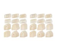 Bortivier 96 Piezas Puerta de Hadas Puertas de Madera para Jardín Mini Ventana Artesanal Kit de Casa de Hadas Puerta en Miniatura Sin Terminar Ventana de Hadas Sin Pintar