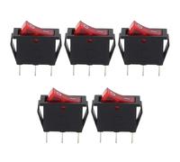 Bortivier AC 16A / 250V 20A / 125V Luz Roja Iluminado On Off SPST Balancin Interruptor x 5 Pcs