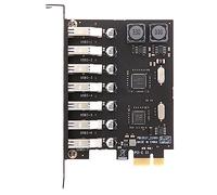 Bortivier Adaptador de Tarjeta de ExpansióN USB 3.0 PCI-E Adaptador de Concentrador de 7 Puertos Controlador Externo Extensor PCI-E Tarjeta PCI Express para Escritorio