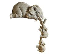 Bortivier Adornos de Resina de Elefante DecoracióN de 3 Piezas, 1 Madres de Elefante y 2 BebéS Colgando en el Borde Estatuas Artesanales