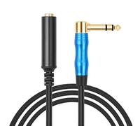 Bortivier Ángulo Recto 6,35mm TRS Estéreo Macho A Hembra Cable de Audio, Cable de Extensión de Guitarra Cable para Amplificadores, Auriculares 100cm