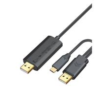 Bortivier Cable de Transferencia de Datos de PC A PC USB 2.0+Tipo-C Sincronización de Archivos Compartir Teclado y Mouse Transferencia Directa de Archivos por Red Puente Cable de Copia