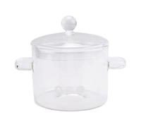 Bortivier Cacerola de Vidrio con Tapa, Olla para Cocinar con Tapa y Asa, Olla para Cocinar una Fuego Lento, Olla para Sopa Transparente, Alto Borosilicato 1400ML