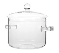 Bortivier Cacerola de Vidrio con Tapa, Olla para Cocinar con Tapa y Asa, Olla para Cocinar una Fuego Lento, Olla para Sopa Transparente con Alto Contenido de Borosilicato, 1600 Ml