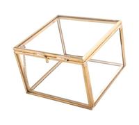 Bortivier Cajas de Joyería de Cristal de Jardín de Geometría de Apertura Cuadrada Caja de Almacenamiento de Joyas Espejo Caja de Decoración de Flores Eternas