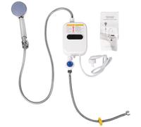 Bortivier Calentador de Agua InstantáNeo Ducha 220V Grifo de BañO Calentador de Agua Caliente 3500W Pantalla Digital Enchufe de la UE
