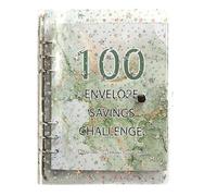 Bortivier Carpeta de Ahorros Challenge Binder de 100 Sobres para Save 5050 con Sobres de Efectivo para Planificación Presupuestaria Verde