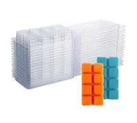 Bortivier Contenedores para Derretir - Moldes de Plástico Transparentes Vacíos de 8 Cavidades para Derretir - Paquetes de 50 Cubos y Conchas para Tartas y Derretir