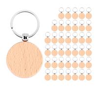 Bortivier de Madera Redondo en de 40 Piezas Llaveros de Madera para Bricolaje Etiquetas para Llaves Que Pueden Grabar Regalos de Bricolaje